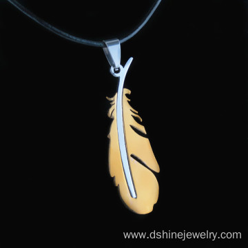 Feather Pendant Stainless Steel Mens Chain Necklace